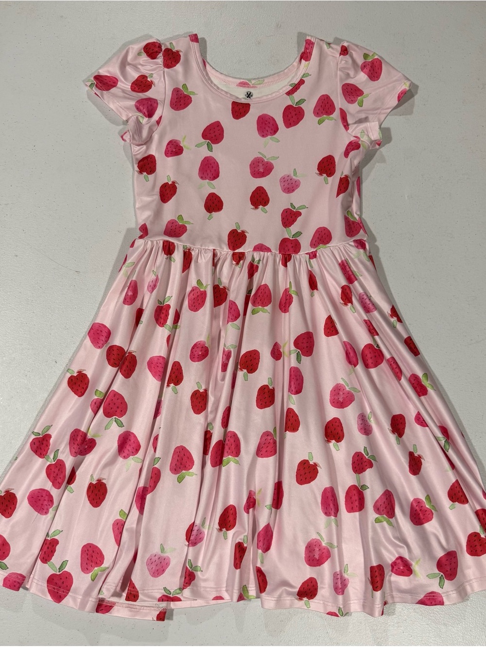 Charlie’s Project Girls' Pink Strawberry Print Twirl Dress